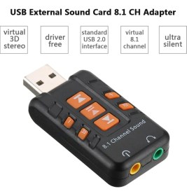 Resim Wozlo 8.1 USB Ses Kartı Virtual Sound 3D - USB Harici Ses Kartı Chipli Versiyon 