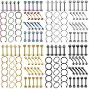 Resim 40 PARÇA Paslanmaz Çelik Vücut Piercing Takı Seti, Punk Stili Karışık Barbell, Kaş, Dil, Dudak, Kulak, Burun İçin Halka ve Çiviler, Manyetik Olmayan, Erkekler İçin 18K Kaplamalı Vücut Takı Seti 