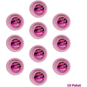 Resim Roll-up Kullan At Renkli Pembe Parti Davet Plastik Tabak - 22 Cm. - 25 Adetlik 10 Paket 