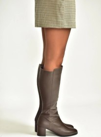 Resim V468213103 Kahverengi Hakiki Deri Kalın Topuklu Kadın Çizme Kahverengi-hakiki Deri 