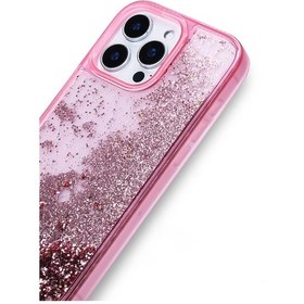 Resim İphone 16 Pro Uyumlu Kılıf Sıvılı Simli Şeffaf Arka Yüzey Zore Keto Silikon Kapak-pembe Pembe 