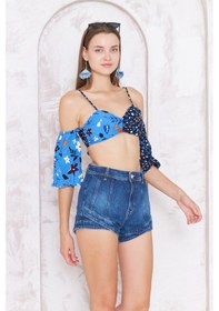 Resim Kutaf Kadın Mavi Vintage Jean Şort 001 