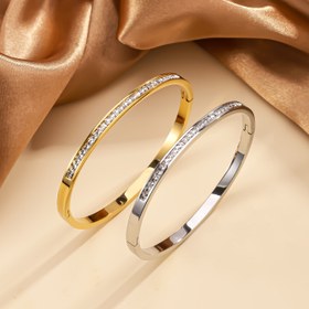 Resim 1 Şık Paslanmaz Çelik Taşlı Bileklik - Lüks Parlak Kare Taş, Kadınların Günlük Kullanımı ve Özel Günler İçin Mükemmel, İdeal Tatil Hediyesi, Parti Aksesuarı,Şık Bileklik,Yüksek kaliteli metal,Beyan Parçası 