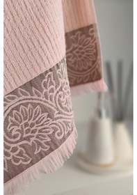 Resim Püsküllü Bambu Banyo Havlusu - Ekstra Yumuşak Bambu Havlu Somon 