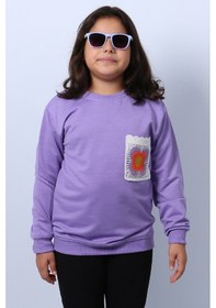 Resim Kız Çocuk Sweat Ribanalı Cepli C43 LİLA 