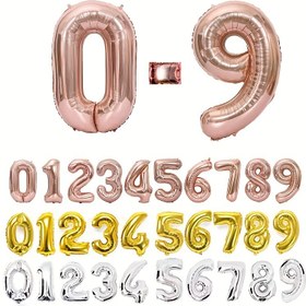 Resim 10 adet paket 16 inç (yaklaşık 40.6 cm) Altın, Gümüş ve gül altın numara balonları 0-9 alüminyum folyo balonu parti dekorasyonu için kullanılır ve doğum günü partileri, düğünler, gelin duşu nişan fotoğraf çekimleri, yıldönümleri için uygun malzemelerdir 