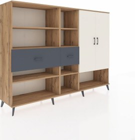 Resim Hyperion Dolap 10 Raflı 2 Çekmeceli 2 Kapaklı 220x44x163 Çam-ayta Çam-aytaşı/antrasit 