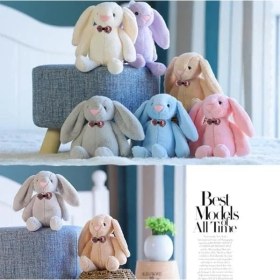Resim SDT Group Uyku Arkadaşım Papyonlu Uzun Kulak Peluş Tavşan 65 cm Mavi 