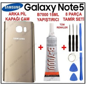 Resim Samsung Galaxy Note 5 N920 Arka Kapak Pil Kapağı Cam + B7000 15Ml 