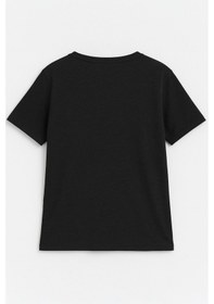 Resim Markapia Kadın V Yaka Kısa Kollu Düz T-shirt Siyah 