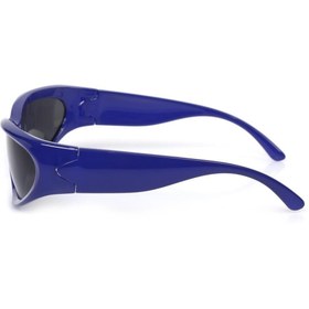 Resim TomyHelf Bisikletçi Gözlüğü Lacivert Çerçeve Siyah Cam Rüzgar Korumalı 