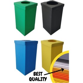 Resim 4'lü Çok Renkli Sıfır Atık Geri Dönüşüm Kutusu Seti 