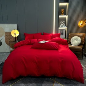 Resim Solid Color Polyester Baskı Kiti: Bir Yorgan Kılıfı + İki Yastık Kılıfı, Yumuşak ve Nefes Alabilir, Yatak Odası Tüm Mevsimler İçin Uygun 