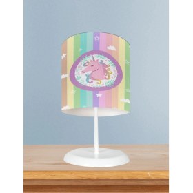 Resim Bebek ve Çocuk Odası Renkli Unicorn Desenli Abajur 