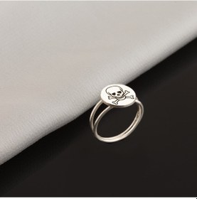 Resim Dkmn Gümüş 925 Ayar Gümüş Kuru Kafa Disk Yüzük 