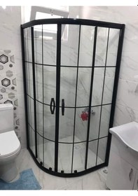 Resim Nokta Duşakabin Teknesiz Oval Cam Duşakabin Karolaj Desenli Kd101 Şeffaf 