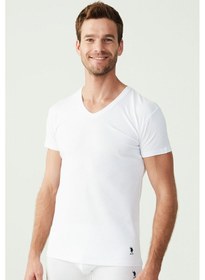 Resim U.S. Polo Assn. Erkek Beyaz 2 Li V Yaka Atlet 80194 