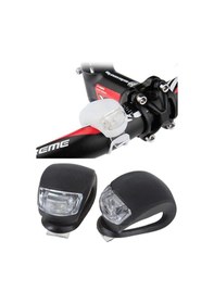 Resim Bisiklet Işığı Gece Lambası Su Geçirmez Silikon Uyarı İkaz Yanıp Sönen 2'li Siyah 