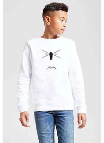 Resim Metallica Snake Baskılı Unisex Çocuk Beyaz Sweatshirt Beyaz 
