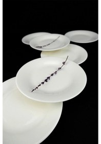 Resim Digithome İstanbul 6 Lı Porselen Pasta Ve Sunum Tabağı Seti 19 Cm Krem - Tl4036327 C320.003 