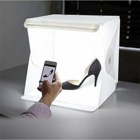 Resim 221003220424 20 x 20 CM Profesyonel Stüdyo Led Işıklı Çift Sıra Ürün Fotoğraf Çekim Çadırı 