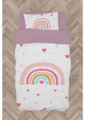 Resim Mekta Home Bebek Ve Çocuk Odası Gökkuşağı Ve Kalp Desenli Nevresim Takımı 