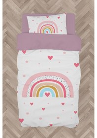 Resim Mekta Home Bebek Ve Çocuk Odası Gökkuşağı Ve Kalp Desenli Nevresim Takımı 