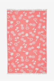 Resim Palmiye Jakarlı Peştemal Turuncu, Taşıma Çantalı - Turuncu / 90x160 