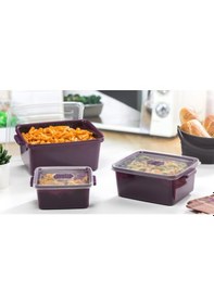 Resim River World Saklama Kabı Seti Mikrodalga Kullanımlı 3'lü Dikdörtgen Çok Renkli 