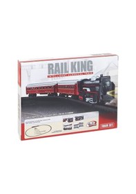 Resim Rail King Oyuncak Tren Seti Pilli 12Parça Raylı Vagonlu Kara Tren 