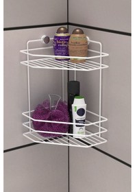 Resim Ömür Boyu Paslanmaz Yapışkanlı Banyo Köşeliği Beyaz 