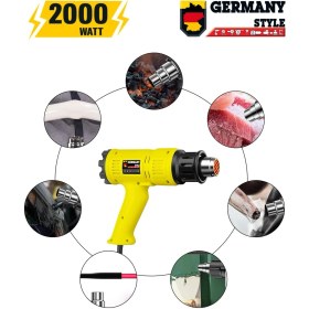 Resim Germany Style GRM9001 Sıcak Hava Tabancası Dijital Isı Göstergeli 2000 Watt Hem Sıcak Hem Soğuk 