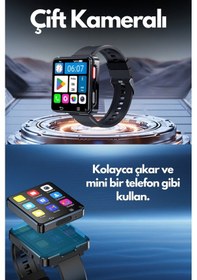 Resim Wearfitpro Wr668 4glite Sim Kartlı Btk Kayıt Gps Çift Kameralı 1200mah Yeni Gpt Destekli Akıllı Saat Siyah 