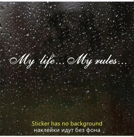 Resim 11208 Beyaz-80x10.8 Cm-11208 60cm/80cm/100cm My Life...my Rules...vinil Araba Plakası Oto Dekorla 