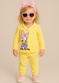 Resim Sparrow Laurel Kız Bebek Daisy Duck Baskılı Önden Düğmeli Pijama Takımı ,alt Üst Gecelik Takımı (6-18 Ay) 