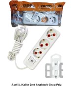 Resim Skygo 2 Metre Askı Aparatlı Anahtarlı 3lü Grup Priz -68134 