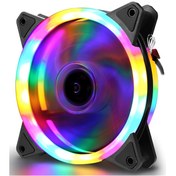 Resim 12 Cm Rgb Led Fan Işıklı Kasa Fanı Rainbow Kasa Soğutucu Fan 