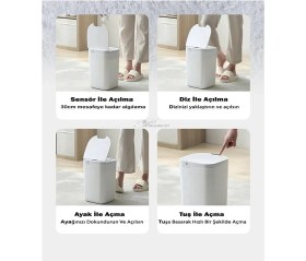 Resim Eco Lounge Akıllı Teknolojik Çöp Kutusu Otomatik Sensörlu Çöp Tenekesi Pilli Çöp Kovası 20L 