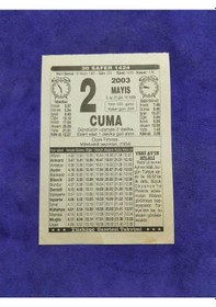 Resim 2 Mayıs 2003 Takvim Yaprağı - Nostaljik Koleksiyonluk Takvim Yaprağı 