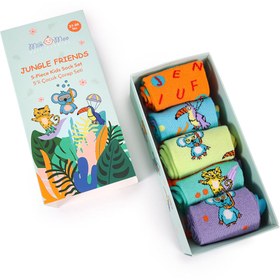 Resim Milk&Moo Jungle Friends Çocuk 5'li Çorap Seti, Beden 27-30, Yumuşak ve Dayanıklı Kumaş 