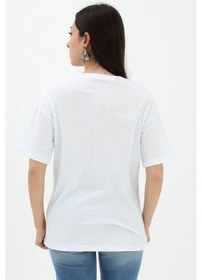 Resim Bisiklet Yaka Ananas Baskılı Süprem T-shirt - Beyaz-beyaz Beyaz 