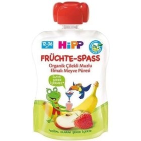 Resim Hipp Organik Çilekli Muzlu Elmalı Meyve Püresiı100gr 