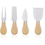Resim Kitchen Design Lab Lüks Bambu Saplı 4'lü Çelik Peynir Bıçak Seti 
