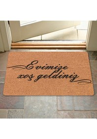 Resim Azerbaycan'a Özel Hoş Geldiniz Xoş G Ldiniz Yazılı Dijital Baskılı Kapı Önü Paspas Altın 