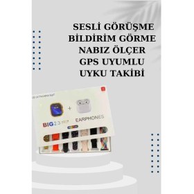 Resim Akıllı Saat 7 Kordonlu Kulaklık Hediyeli Nabız Ölçer Uyku Takibi Sesli Görüşme Nemere 