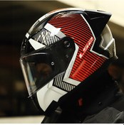 Resim Şeffaf Cam + Ls2 Rapid 2 Race Extra Kask Beyaz - Kırmızı 