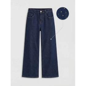Resim LC Waikiki Lcw Kids Indigo Wideleg Taşlı Kız Çocuk Jean Pantolon 