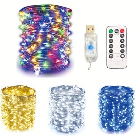 Resim USB Peri Işık Zinciri, 199.95/499.87/1000.05/20000.1/30000.15 cm Beş İsteğe Bağlı Uzunluk, Kumandalı, 8 Modlu, Ev, Yatak Odası, Düğün, Noel Ağacı Süslemesi için uygun, Sevgililer Günü ve Cadılar Bayramı ile ilgili dekorasyonlar 