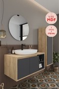 Resim BALNEOM Gül 90 Cm %100 Mdf Lavabolu Banyo Dolabı Ayna Alt Dolap Lavabo Boy Dolabı 