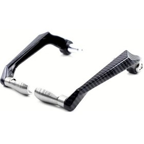 Resim Hightower Gümüş 7/8" 22mm Karbon Fiber Motosiklet Handlebar Koruyucu Fren Debriyaj Kolluk 